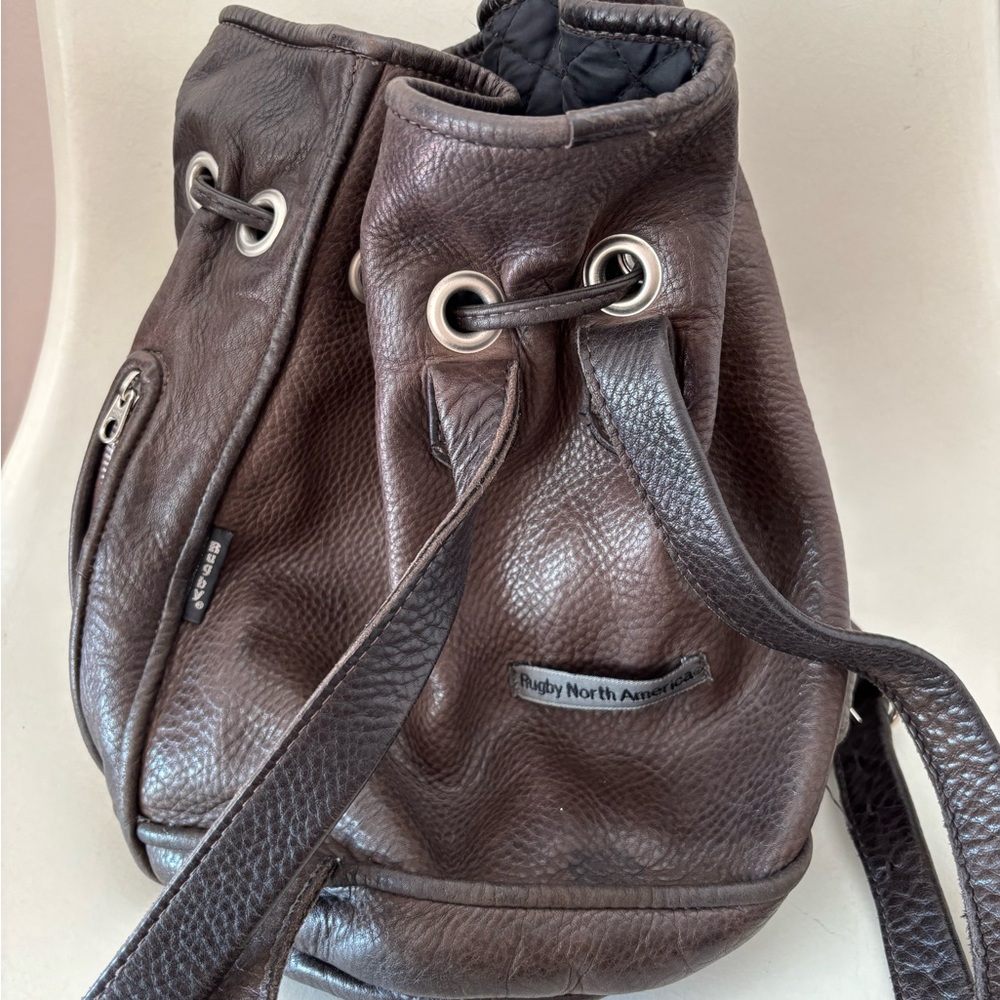 90’s Vintage Rugby North America (m0581) Brown Leather Backpack
